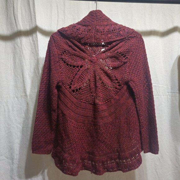 New Directions - Wine - Knit/Crochet Cardigan - Petite Large - Picture 2 of 3